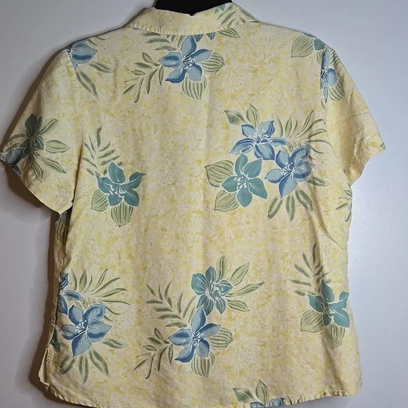 Vintage Tommy Bahama Floral Button-Up Blouse Size L - Picture 7 of 9